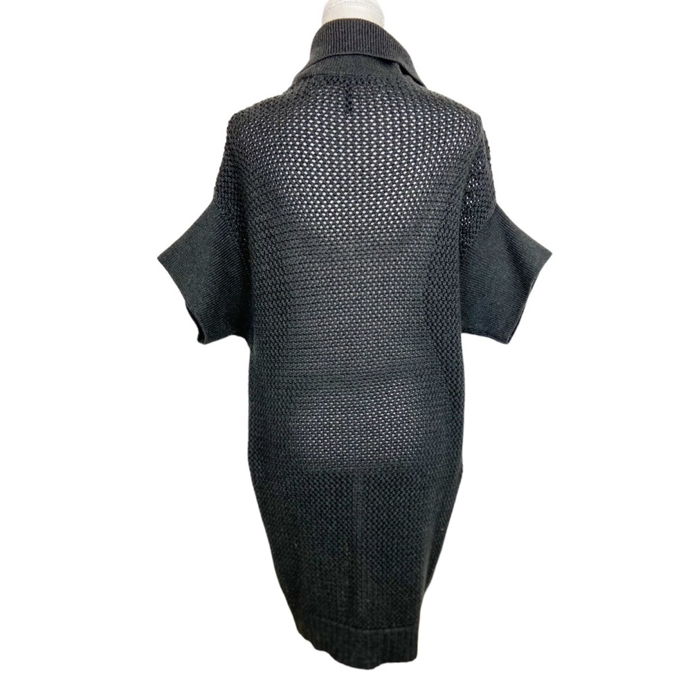 BCBG Paris Grey Waffle Knit Long Cardigan Sweater Short Sleeves Size Small - Picture 5 of 9